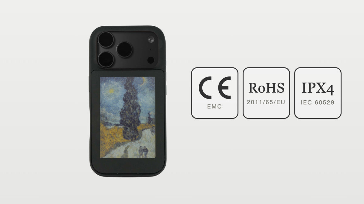 LogCase Full Colour beside its CE, RoHS and IPX4 marks