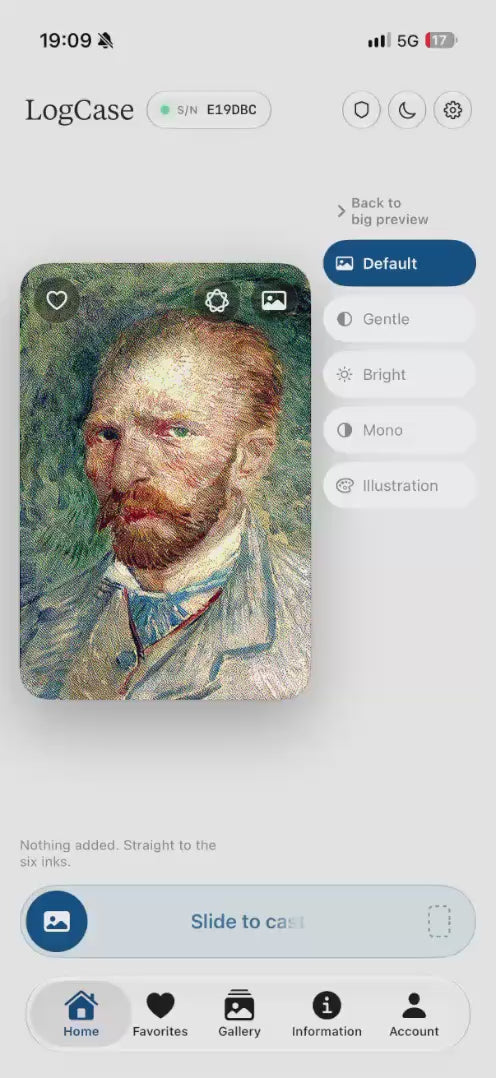 LogCase app: switching photo looks