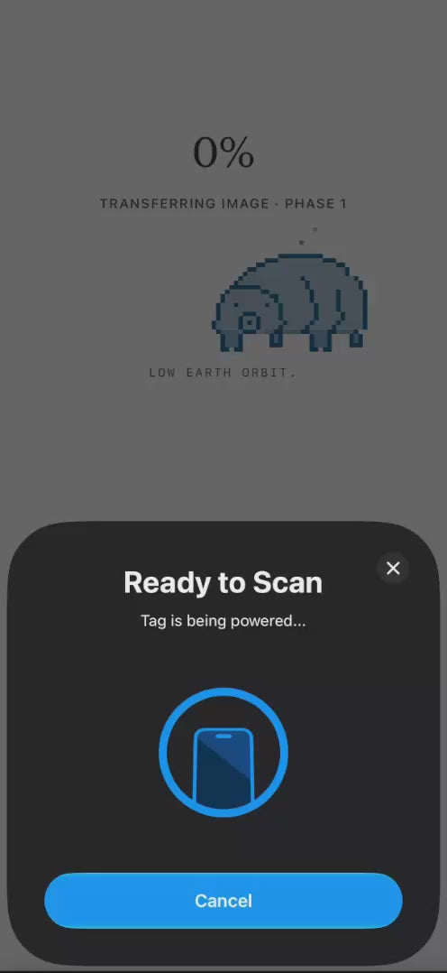The LogCase app tardigrade carrying an image to the case